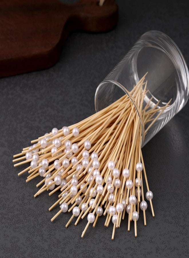 CJFocus 200 Pack Cocktail Picks 4.7 Inch, Bamboo Toothpicks for Appetizers, Fruit, Charcuterie, Drinks, Fancy Wooden Mini Food Skewers Party Favor, White Ball Decorative - Image 2